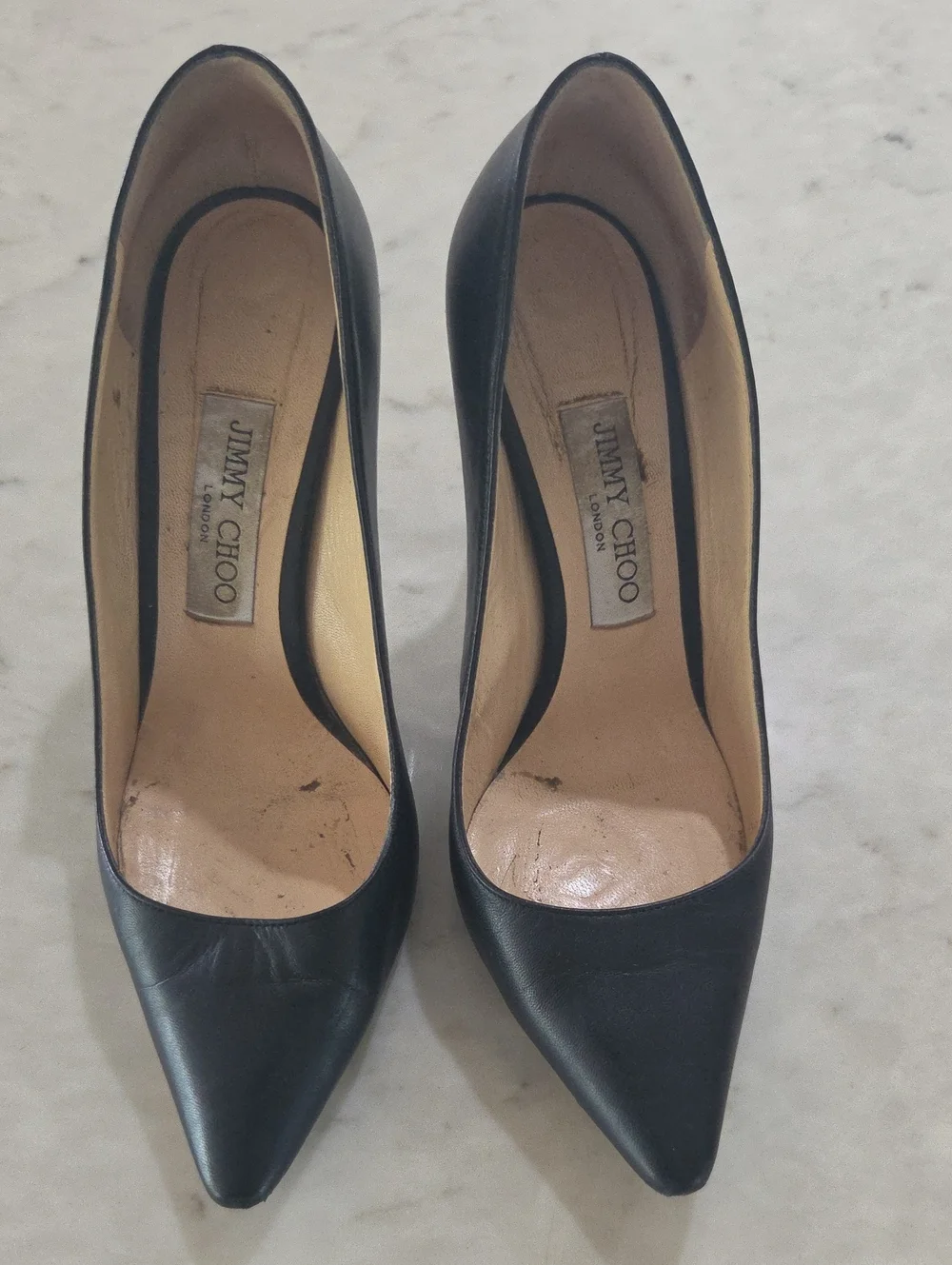 Jimmy Choo Black Leather Pointed Toe Heels